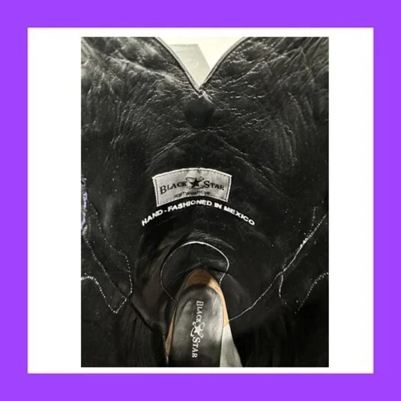 Black Star SWEETGRASS Women's Cowboy Boots in Black w Purple - Size 8.5 - Picture 9 of 13